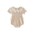 thumbnail image 1 of Cenuakty Toddler 0-18M Girls Romper, Short Sleeve Doll Collar Plaid Flower Infant Bodysuit Summer Clothes, 1 of 9