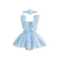 thumbnail image 1 of Cenuakty Toddler 3M 6M 12M 18M 24M Newborn Girl Lace Romper Dress Summer Cute Flower Sleeveless Tulle Jumpsuit with Headband, 1 of 9