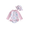 thumbnail image 1 of Cenuakty Toddler Baby Girl Swimsuit Set Seashell Flower Long Sleeve Rash Guard Bathing Suit with Sun Cap 2 Piece Outfit, 1 of 9
