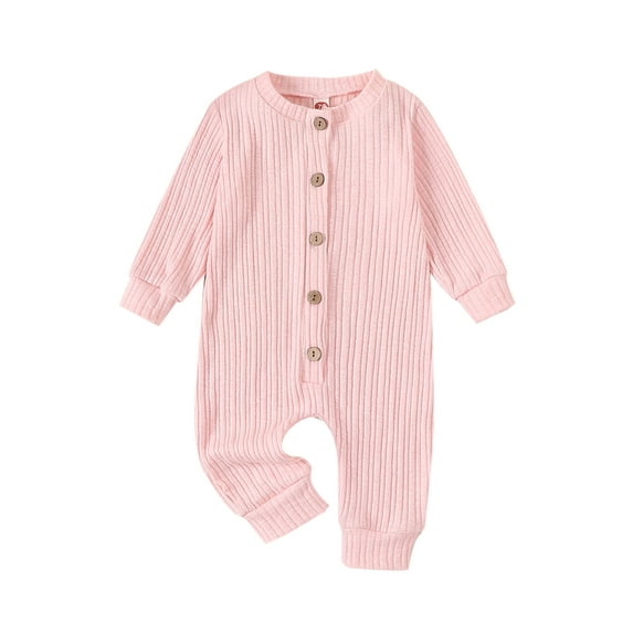 Cenuakty Toddler Baby Henry Rompers Solid Color Long Sleeve Jumpsuit Pants for Newborn Infant Cute Fall Clothes