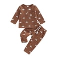 thumbnail image 1 of Cenuakty Toddler Baby Two Piece Outfit Sun Print Long Sleeve Tops and Elastic Waist Pants Set for Infant Girls Boy Fall Clothes, 1 of 8
