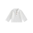 thumbnail image 1 of Cenuakty Toddler Boy Linen Shirt Casual Solid Color 1/3 Button Lapel Long Sleeve Tops with Chest Pocket for Kids Fall Clothes, 1 of 9