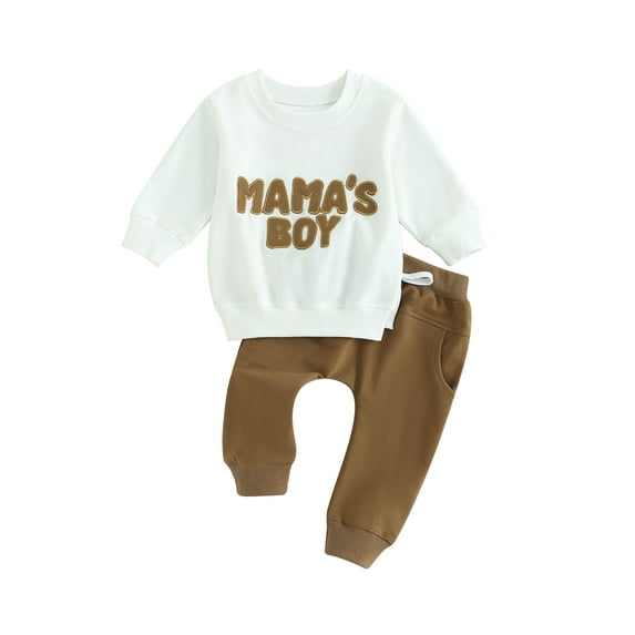 Cenuakty Toddler Boys 2PCS Pants Sets Long Sleeve Letter Embroidery Sweatshirt Tops and Drawstring Pants Sets