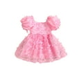 thumbnail image 1 of Cenuakty Toddler Girls Summer Princess Dress Short Puff Sleeve 3D Butterfly Decor Tulle Dress, 1 of 9