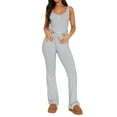 thumbnail image 1 of Cenuakty Women Casual Pants Set Vintage Ribbed Solid Color Sleeveless Pants 2 Piece Outfits Loungewear, 1 of 4
