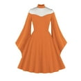 thumbnail image 1 of Cenuakty Women Halloween Dress, Vintage Flare Sleeve Turtleneck Patchwork Queen Dress A-line Dress Cosplay Dress, 1 of 9