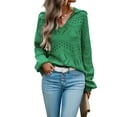 thumbnail image 1 of Cenuakty Women Loose Knit Sweater Hollow-Out Solid Color Long Sleeve Pullovers Fall Winter Turn-Down Collar Jumpers Streetwear, 1 of 8