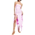 thumbnail image 1 of Cenuakty Women Off-shoulder Sleeveless Dress Summer Solid Color Irregular Ruffled Party Dress Beach Streetwear, 1 of 9