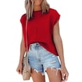 thumbnail image 1 of Cenuakty Women Solid Color Sweater Vests Crew Neck Cap Sleeve Loose Fit Pullovers Casual Knitted Tank Tops Streetwear, 1 of 5