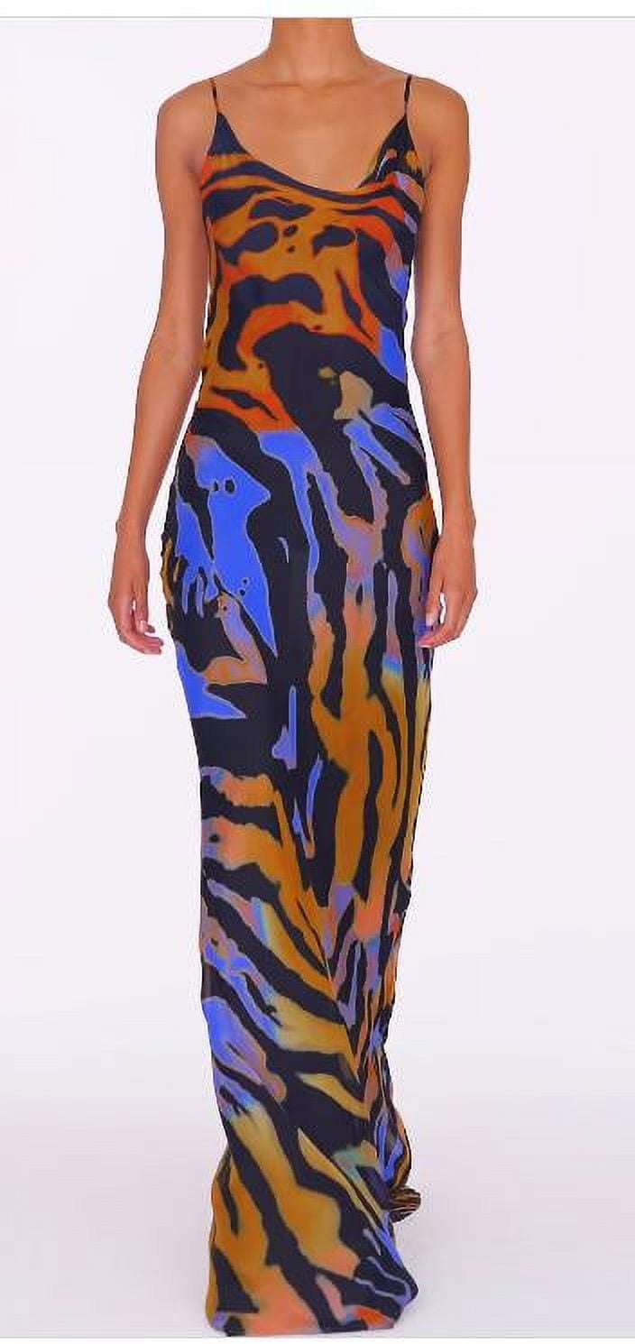 Cenuakty Women Split Long Dress Zebra Stripe/Leopard Print Drape Front ...