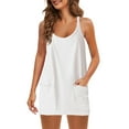 thumbnail image 1 of Cenuakty Women Summer Casual Dress Solid Color Sleeveless Mini Dress Fashion Pockets Cami Dress, 1 of 4