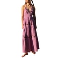 thumbnail image 1 of Cenuakty Women Summer Casual Long Dress Flower Embroidery Tie-Up Halter Neck Sleeveless Dress Fashion Backless A-line Dress, 1 of 6