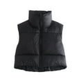 thumbnail image 1 of Cenuakty Women Waistcoat, Retro Short Cotton-Padded Clothes Stand Neck Zipper Casual Party Loose Warm Winter Coat, 1 of 5