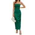 thumbnail image 1 of Cenuakty Women's Satin Tube Dress Sleeveless Strapless Solid Color Bodycon Long Dress Evening Gown, 1 of 7