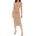 thumbnail image 1 of Cenuakty Women's Slim Solid Color  Long Dress Sleeveless Crew Neck Twist Front Fit Tank Dress, 1 of 5