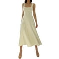 thumbnail image 1 of Cenuakty Women's Summer Long Spaghetti Strap Dress Solid Color Sleeveless Smocked Waist Party Dress, 1 of 4