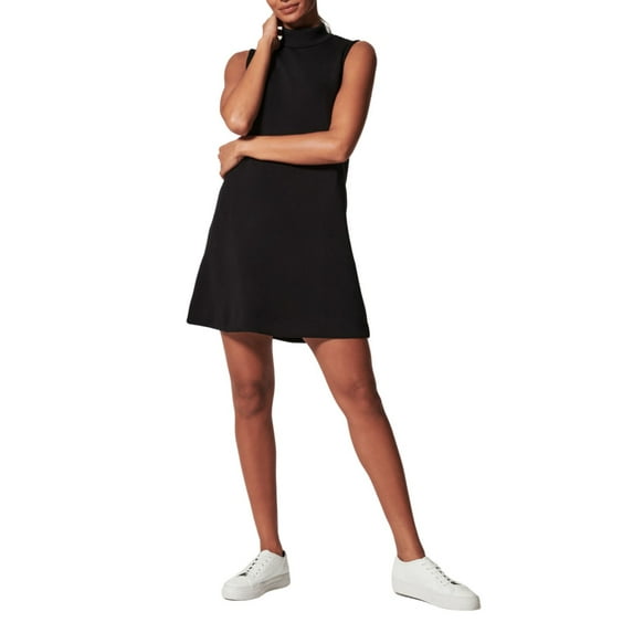 Cenuakty Women's Summer Tank Dress Solid Color Sleeveless Half High-Neck A-line Loose Dress with Pocket
