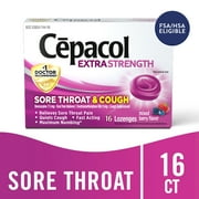 Cepacol Extra Strength Sore Throat & Cough Lozenges, Powerful Symptom Relief, Quiet Cough, Oral Pain Reliever, Mixed Berry Flavor, 16 Lozenges