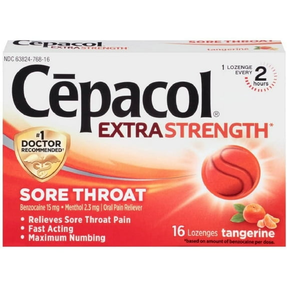 Cepacol Extra Strength Sore Throat Reliever, Honey Lemon, 16 ct, 4-Pack