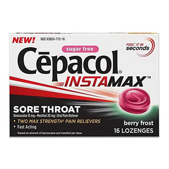 Cepacol Instamax Sore Throat And Cough Drop Lozenges Sugar Free Berry