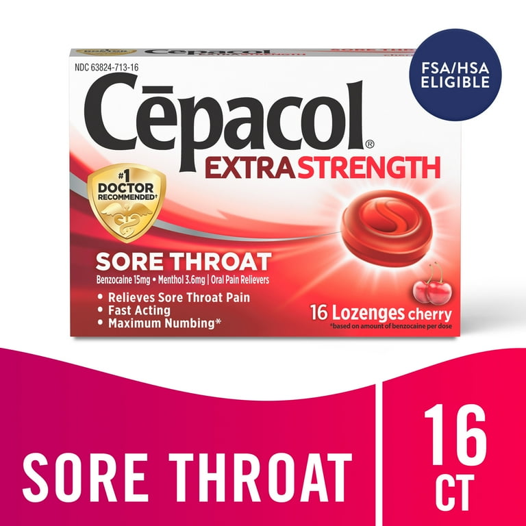 Cepacol Maximum Strength Throat Drop Lozenges, Cherry, 16 Count