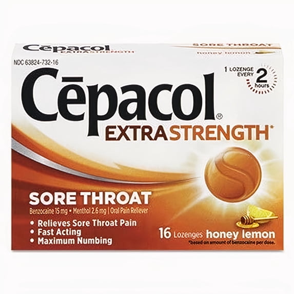 Cepacol Maximum Strength Throat Drop Lozenges Honey Lemon (Pack of 3)