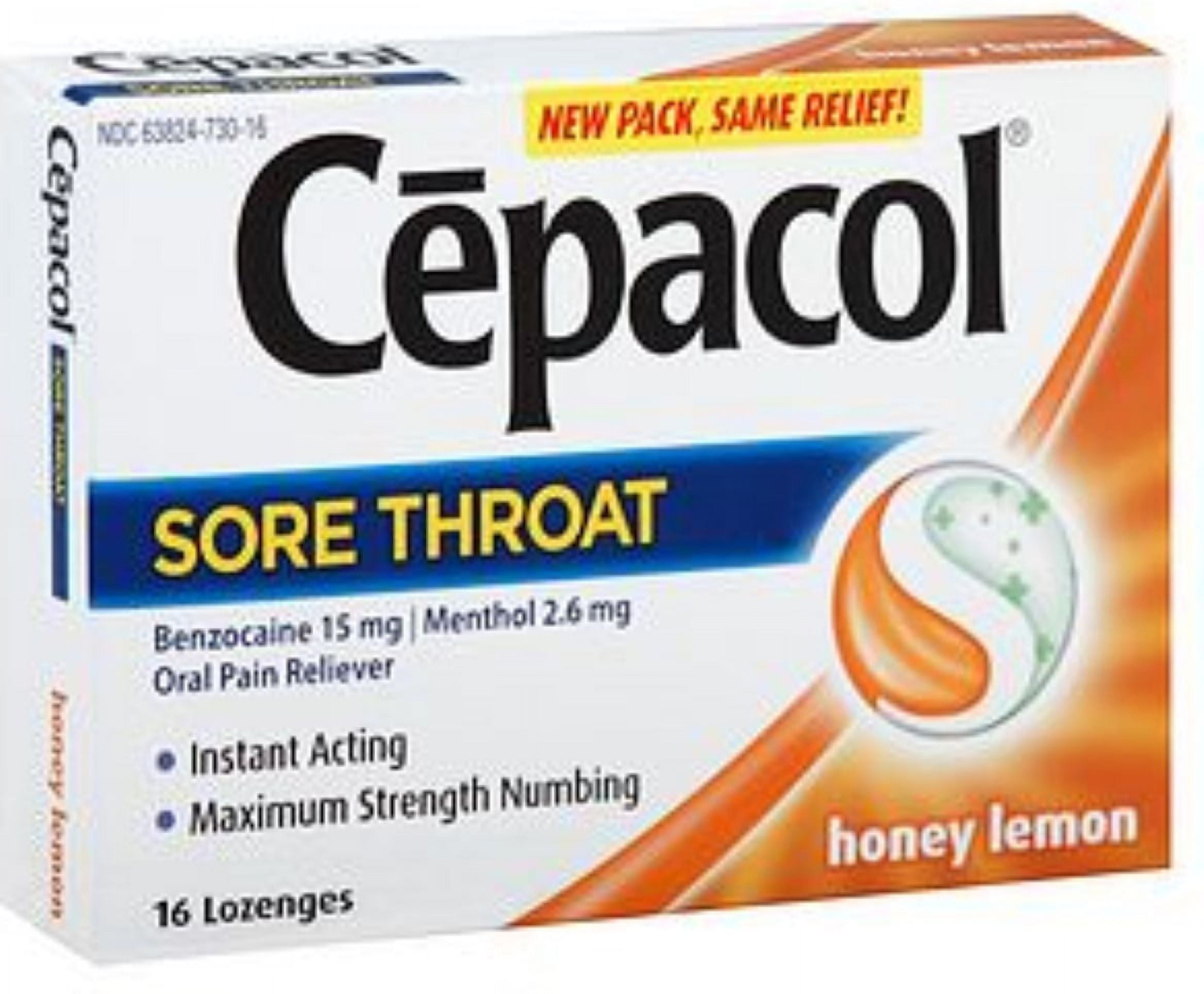 Cepacol Sore Throat Lozenges, Honey Lemon 16 ea (Pack of 6)