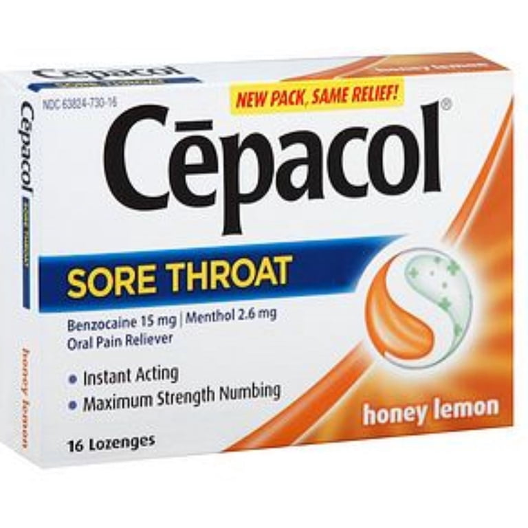 Cepacol Sore Throat Lozenges, Honey Lemon 16 ea (Pack of 6
