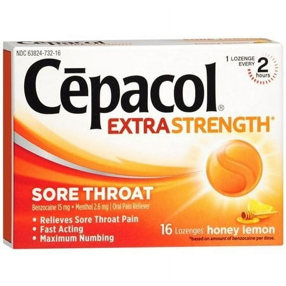 Cepacol Sore Throat Oral Pain Reliever Lozenges, Honey Lemon 16 ea(pack of 1)