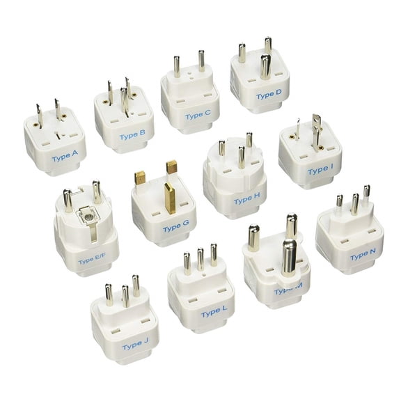 Ceptics 12Pcs International Travel Worldwide Grounded Universal Plug Adapter Set - Charge Your Devices from Anywhere in The World