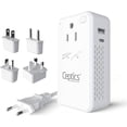 thumbnail image 1 of Ceptics 200W Step Down Voltage Converter - 220v to 110v Voltage Converter for Curling Iron, Straightener, Charger – USB-A & C Fast Charging – Type C Power Cord with A, G, I, E/F Plugs Included, 1 of 9