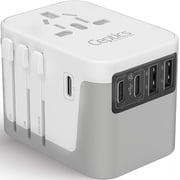 Ceptics 6 in 1 Universal Travel Adapter, Universal Outlet w/ 2X USB-A and 3X USB-C 6A, Travel Power Adapter for use in EU, UK, US, AU and More, Universal Plug for Mobiles, Laptops- UP-30KU-WH
