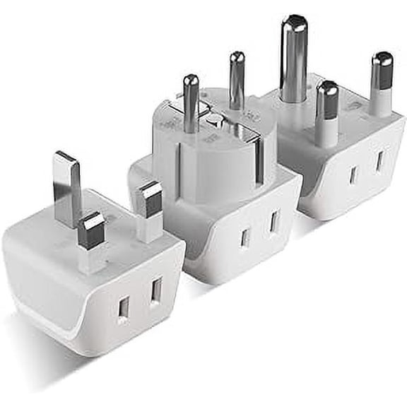 Ceptics African Travel Adapter Set 2 in 1 USA to Africa, S. Africa, Nigeria, Ghana, Uganda (Type M, E/F, Type G) - 3 Pack (Does Not Convert Voltage)