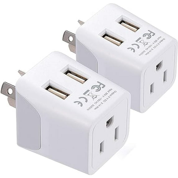 Ceptics Australia, New Zealand, China Travel Adapter Plug with Dual USB Input - Ultra Compact - USA to Type I - Perfect for Cell Phones, Chargers, Cameras and More (CTU-16-2PK)