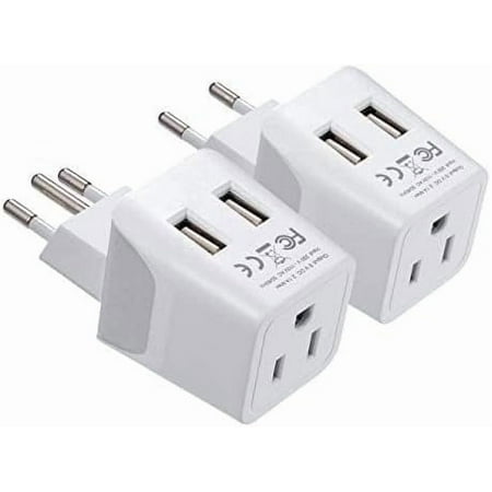 Ceptics Brazil Travel Plug Set - with 2 USB + USA Socket Input - Type C and Type N- Ultra Compact - Safe Grounded Perfect for Cell Phones, Laptops, Camera Chargers