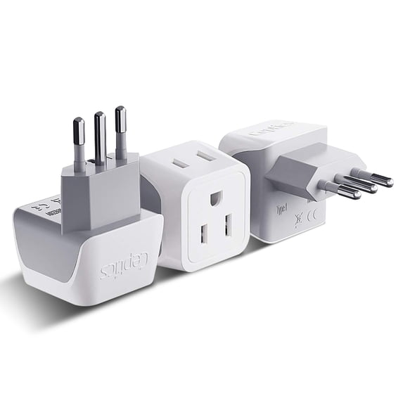 Ceptics CT-12A Italy Travel Adapter Plug Type L 3-Pack Assorted for International Travel