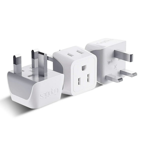 Ceptics CT-7 UK, Dubai, Ireland Travel Adapter Plug - Type G (3-Pack)