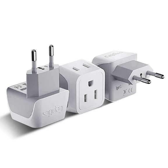 Ceptics CT-9C Continental European Travel Adapter Plug - Type C (3-Pack)