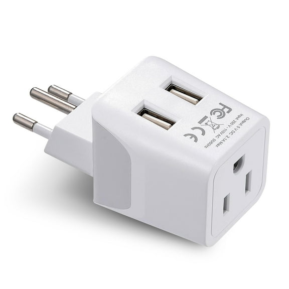 Ceptics CTU-11A Switzerland Travel Adapter Plug - Type J - Dual USB Device