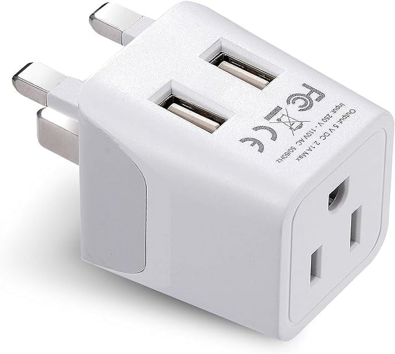 Ceptics CTU-7 UK, Dubai, Ireland Travel Adapter Plug - Type G - Dual USB Devices
