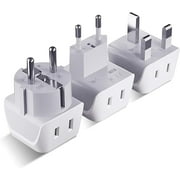 Ceptics Complete European Travel Adapter Set - 2 In 1 Usa to Europe, Germany, England, Spain, Italy, Iceland, France, Type G, E/F, Type C - 3 Pack, Safe Grounded Perfect for Cell Phones, Laptops