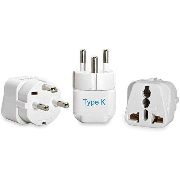 Ceptics Denmark Travel Plug Adapter (Type K) - 3 Pack (Does Not Convert Voltage) (GP-20-3PK) [Grounded & Universal]