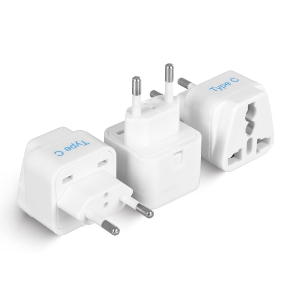 Ceptics European Travel Plug Adapter (Type C), Universal to European EU, Power Charge your Electronics in Italy, Greece, Germany, Outlet Adaptor 3 Pack