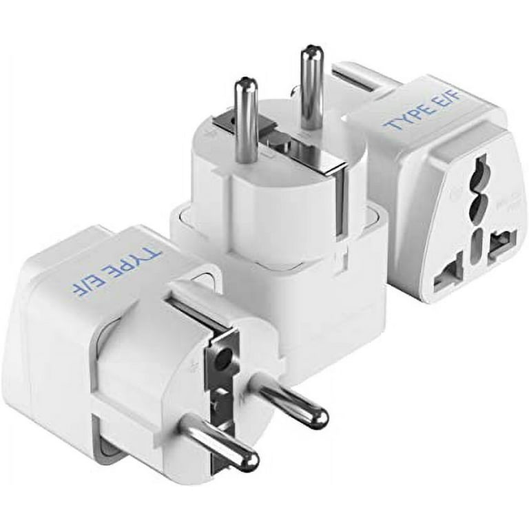 Ceptics Grounded Universal Plug Adapter for Europe, Germany, France  (Schuko) (Type E/F) - 3 Pack