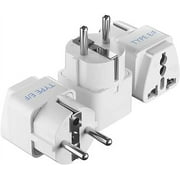 Ceptics Grounded Universal Plug Adapter for Europe, Germany, France Schuko Type E/F - 3 Pack