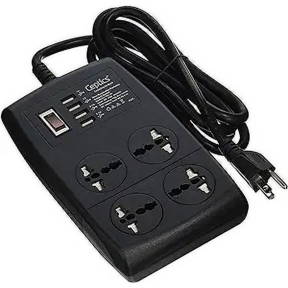 Ceptics PS-4U Heavy Duty Power Strip 4 Universal Outlet 4/4.2A USB Charger 100v-240v Power Sockets