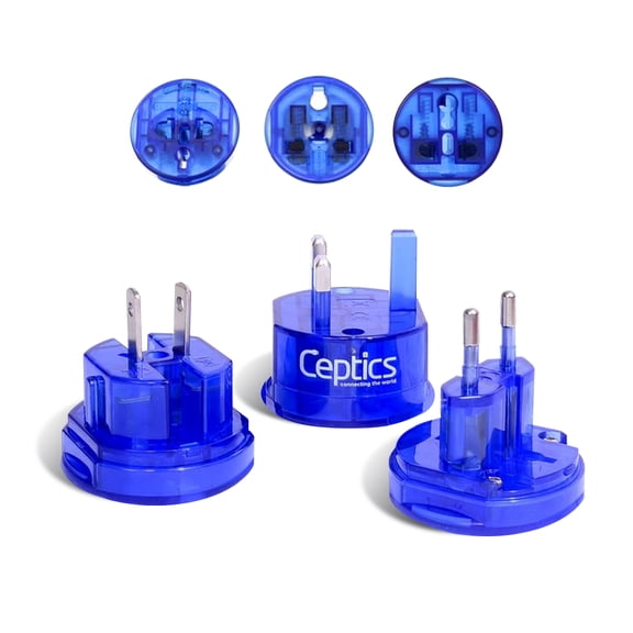 Ceptics Travel Adapter Plug Compact Worldwide International Kit - Works in Europe, Asia, China, England, Italy, New Zealand, Australia and More