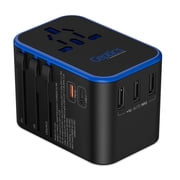Ceptics World International Travel Plug Adapter - Powerful 35W with Pd & QC 3.0 Dual USB-C Power - 3 USB Ports Wall Charger Type I C G A Outlets 110V 220V A/C - EU Euro US UK 11-KU