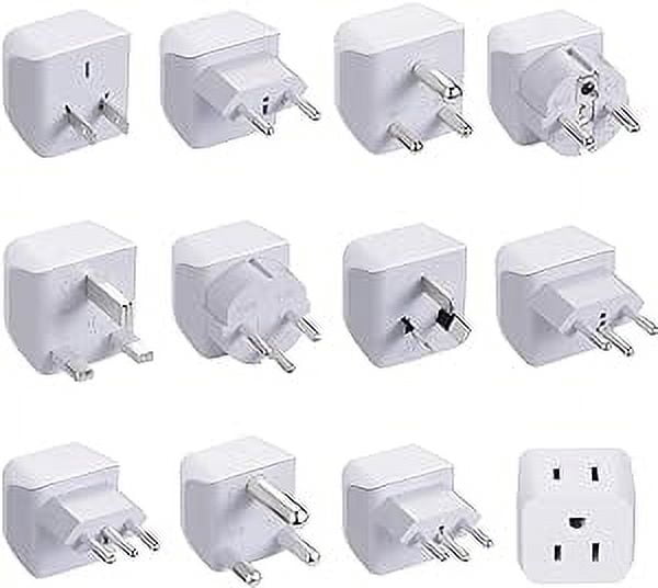 Ceptics World Travel Adapter Set - 2 in 1 USA to Europe, Asia, Africa, India, Japan, Australia, Brazil, China, Israel and more - 11 Pack - Safe Grounded - Works with Cell phones, Laptops, Chargers