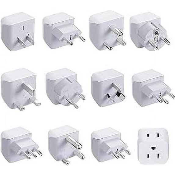 Ceptics World Travel Adapter Set - 2 in 1 USA to Europe, Asia, Africa, India, Japan, Australia, Brazil, China, Israel and more - 11 Pack - Safe Grounded - Works with Cell phones, Laptops, Chargers